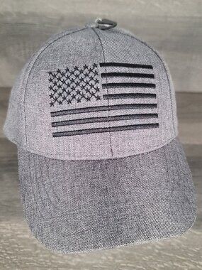 Pugs U.S American Flag Hat Cap Embroidered Gray Adjustable
